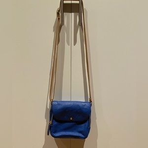 J. Crew: Royal Blue Italian Leather Crossbody Purse